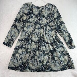 Club‎ Monaco Silk Blend Dress Floral Print Long Sleeve Pleated Size 10